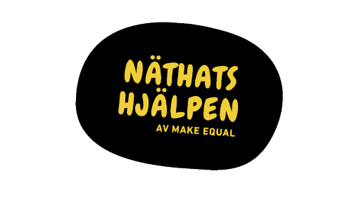Logotyp Näthatshjälpen av Make Equal som hjälper de som utsättas för näthat, trakasserier eller ofredande.